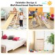 Foldable wooden climbing triangle with ladder for toddlers, featuring smooth edges and non-toxic paint for safe play.