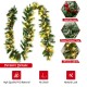 9-foot pre-lit Christmas garland with snow flocked tips and red berries, featuring 50 LED lights for festive decoration.