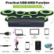 7-pad electronic roll-up MIDI drum set in green, featuring sensitive-touch pads and dual speakers for enhanced sound.