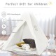 Portable 5.5 ft white cotton kids' play tent with four-sided design, perfect for indoor and outdoor imaginative play.