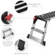 Folding aluminum step stool ladder with non-slip surface, safety lock, and rubber foot pads for secure use in home or.