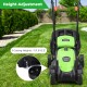 13-inch electric push lawn mower with adjustable height settings and ergonomic handle for easy maneuverability.