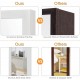 White wall-mounted jewelry cabinet with full-size mirror, organized storage for rings, earrings, and accessories.