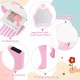 Toddler vanity set featuring a large mirror, practical drawer, and cute flower patterns, designed for safe and fun use.