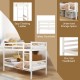 Twin wooden bunk bed in white with safety guardrails, easy climbing ladder, and under-bed storage for compact spaces.