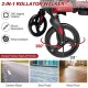 Folding rollator walker with 8-inch wheels, red aluminum frame, adjustable height, and footrests for mobility support.