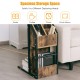 Industrial C-Shape snack end table with storage compartments for books and magazines, perfect for living room.