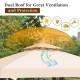 Vented 10x10 feet metal canopy with dual roof design for ventilation, featuring light brown polyester and mosquito.