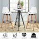 Mid-century barstool set with white PU leather seats and beech wood legs, ideal for dining rooms or home bars.
