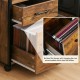 Bottom drawer of the rustic brown mobile file cabinet with hanging bar for letter size file folders, ideal for office.