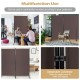 3-panel brown room divider screen made of polyester fabric and steel, ideal for creating private spaces in offices or.