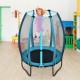 Kids jumping on a 4 feet trampoline with enclosure net in blue, designed for safe indoor and outdoor play.