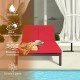 Red 2-person patio lounge chair with adjustable backrest, made of PE rattan, perfect for outdoor relaxation by the pool.