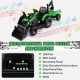 12V kids ride-on excavator in green with shovel bucket, music player, and parental remote control for fun outdoor play.