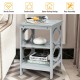 Gray 3-tier nightstand with a stylish design and smooth surface, ideal for elegant storage in any room.