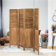 Four-panel folding privacy room divider in a classic window shutter design, made of durable paulownia wood for home or.