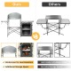 Foldable outdoor BBQ grilling table with windscreen, gray, featuring multi-function shelves and portable design for.