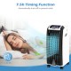 Portable evaporative air cooler with 3 wind modes, 7.5-hour timer, and remote control for home or office use.