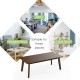 Rectangular modern wooden coffee table with rubber legs, ideal for reception or office use, offering stability and.