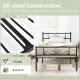 Twin size metal bed frame with headboard and footboard, featuring durable steel construction and spacious under-bed.