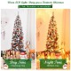 6 feet pre-lit snow flocked artificial pencil Christmas tree with 250 warm LED lights, perfect for limited spaces.