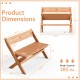 Folding outdoor bench dimensions showcasing 2-person capacity, made of teak wood for backyard or poolside use.