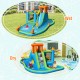 Inflatable water slide with bounce house and splash pool for kids, featuring a slide, climbing wall, and ocean ball pit.