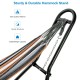 Hammock stand with heavy-duty steel frame, adjustable chains, and s-hooks, ideal for patio or garden use.