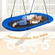 Oval 60-inch blue and black outdoor swing with adjustable rope, suitable for multiple children to play together.
