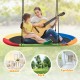 Oval 60-inch multicolor saucer swing for indoor and outdoor use, adjustable height, supports up to 700lbs for multiple.