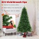 6-foot hinged Christmas tree with 821 vivid PVC branch tips and warm white LED lights, perfect for holiday decor.