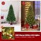 6-foot hinged Christmas tree with 560 warm white LED lights and PVC branch tips for a festive holiday atmosphere.