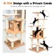 6-tier wooden cat tree with sisal posts and condo, designed for climbing and resting, ideal for active cats.