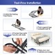 Folding steel platform bed frame assembly steps, showcasing tool-free setup for full/king size convenience.