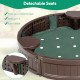 Sandbox with built-in corner seats, made from weather-resistant HDPE, perfect for outdoor play and easy to install.