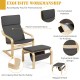 Gray Relax Bentwood Lounge Chair set with ottoman and magazine rack, featuring a natural wood frame and thick padded.