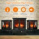 Freestanding electric fireplace heater with realistic flame effect, 1400W, 3-sided design, ideal for cozy indoor spaces.