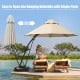 11 feet beige cantilever hanging umbrella with powder-coated aluminum frame, providing shade for outdoor leisure by the.