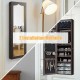 Door hanging jewelry armoire in coffee finish with full-length mirror, 6 drawers, and 2 installation methods for.