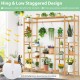 9-tier bamboo plant stand with hanging rack, featuring a staggered design for optimal sunlight exposure and easy.