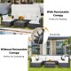 6-piece patio rattan furniture set with retractable canopy, featuring padded cushions for comfort, perfect for outdoor.