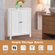 2-door bathroom storage cabinet in white with adjustable shelves, perfect for towels and toiletries in any room.