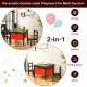 Kids activity table with storage, reversible design for drawing and building blocks, includes two chairs, dark brown.
