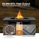 Square propane fire pit table with lava rocks, 50,000 BTU output, ideal for outdoor patio and garden use.
