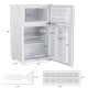 Compact stainless steel refrigerator featuring a crisper drawer, ice tray, and easy access controls for temperature.