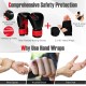 Black punching gloves with thick padding and air vent holes, designed for kids' karate and taekwondo training.