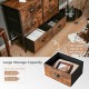 6-drawer storage chest in rustic brown with fabric drawers and metal handles, ideal for living room or bedroom.