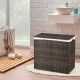 Brown 10L 3-section laundry hamper with removable liner bag and handles, ideal for sorting clothes in style.
