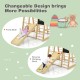 Wooden 8-in-1 climber playset featuring a front slide and reverse climbing rock, perfect for indoor and outdoor fun.