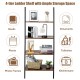 4-tier industrial ladder shelf in brown with metal frame, ideal for organizing books and plants in a rustic style.